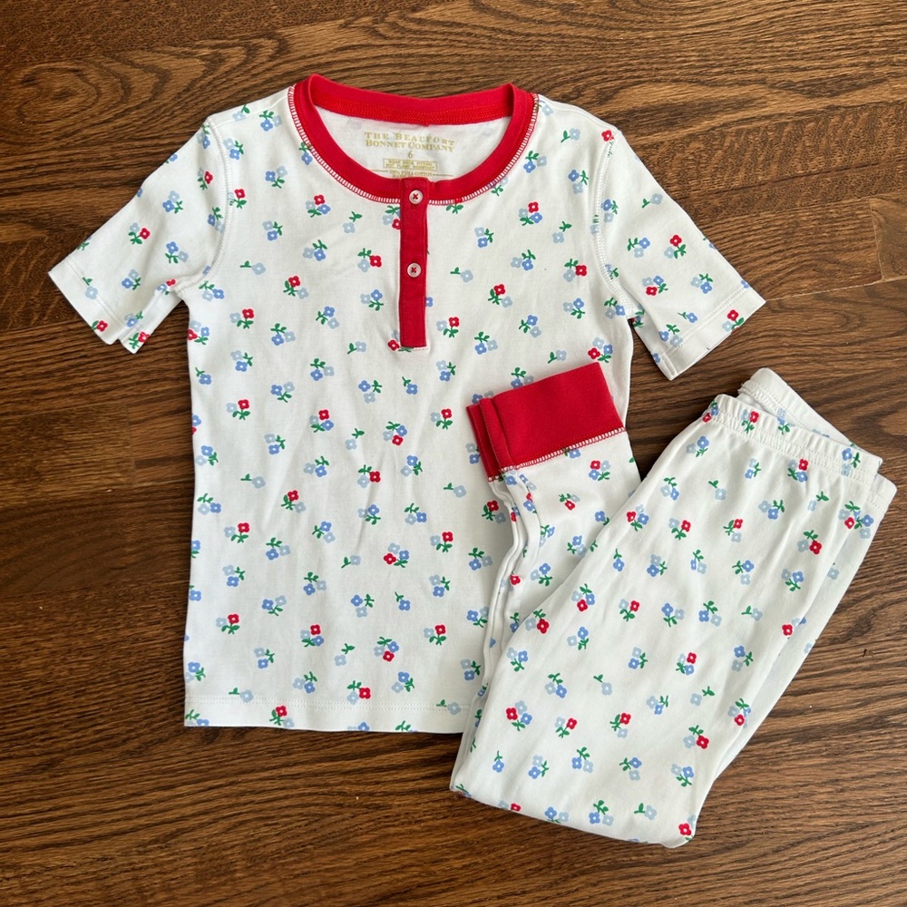 TBBC Beaufort Bonnet Company Kids Floral Pajama Set Girls Size 6 Pants Top